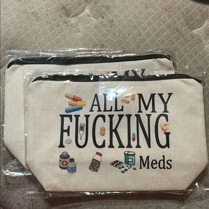 White Canvas Pouch with Black Trim